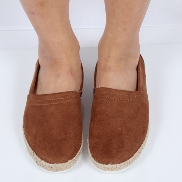 Chestnut faux suede espadrille slip on loafer - Picture 7 of 7